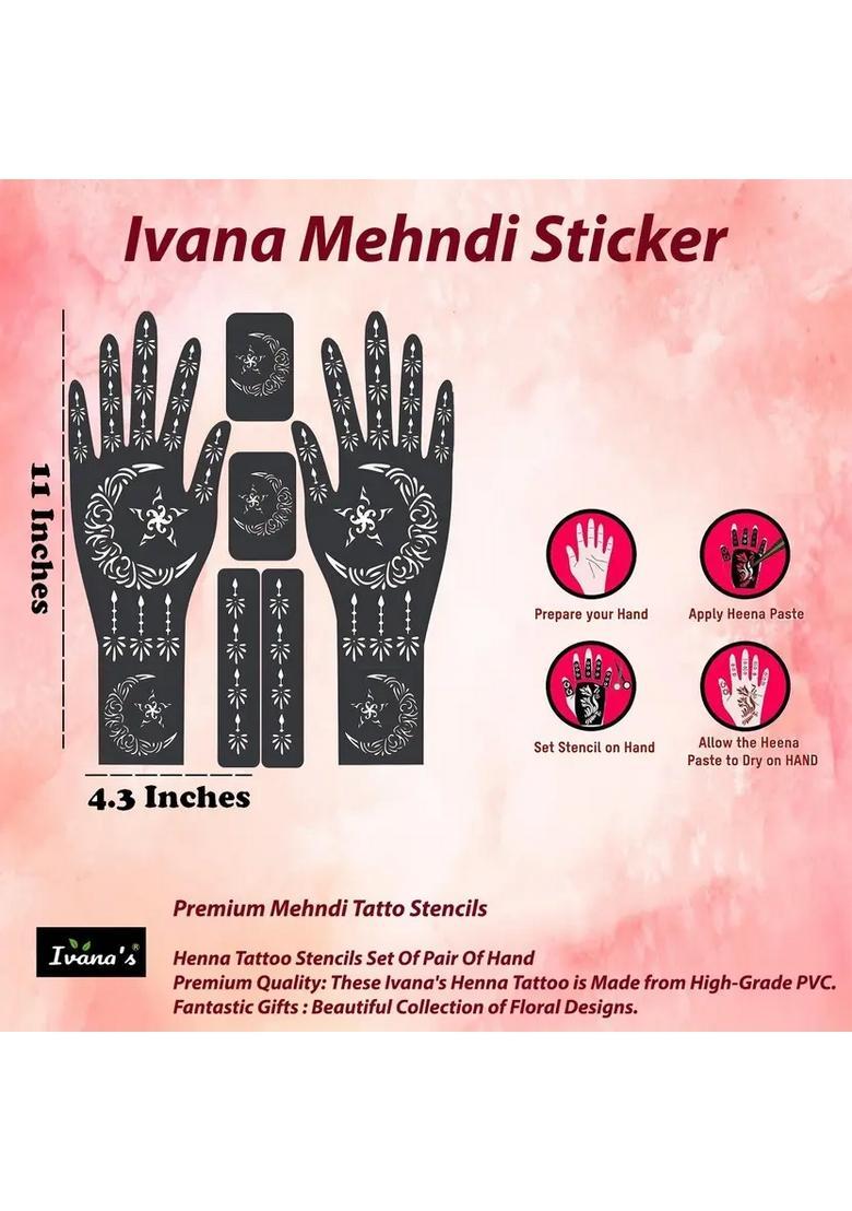 Full Hand Mehndi Sticker Design Full Hand Set Henna Tattoo Stencil For Women - Indya