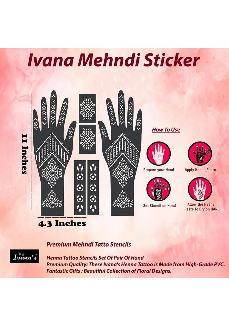 Full Hand Mehndi Sticker Design Full Hand Set Henna Tattoo Stencil For Women - Indya