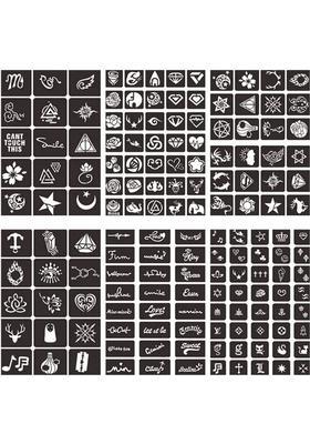 Henna Tattoo Stencil (Set For 6) Women Girls Hand Finger Body Paint Temporary Tattoo