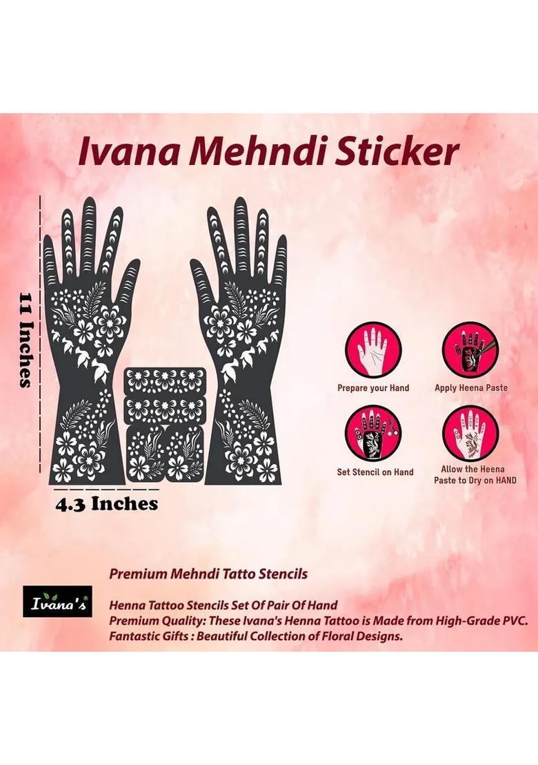 Full Hand Mehndi Sticker Design Full Hand Set Henna Tattoo Stencil For Women - Indya