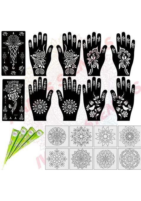 Pack Of 20 Heena Mehandi Tatto Stencils Set For Women, Girls, Teen & Kids