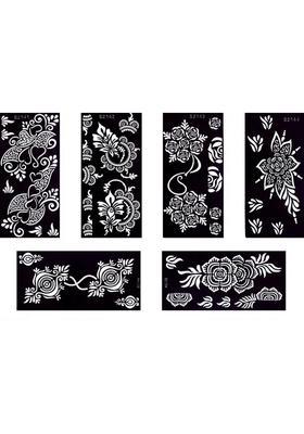 Henna Tattoo Stencil (Set Of 6) Women Girls Hand Finger Body Paint Temporary Tattoo
