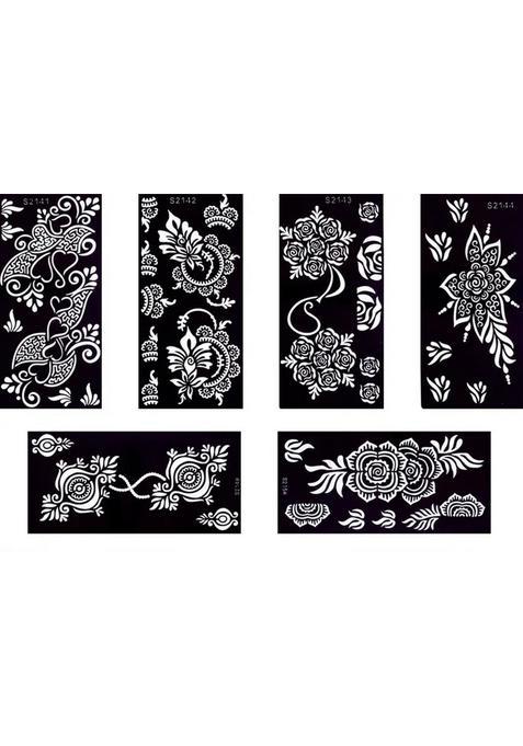 Henna Tattoo Stencil (Set Of 6) Women Girls Hand Finger Body Paint Temporary Tattoo