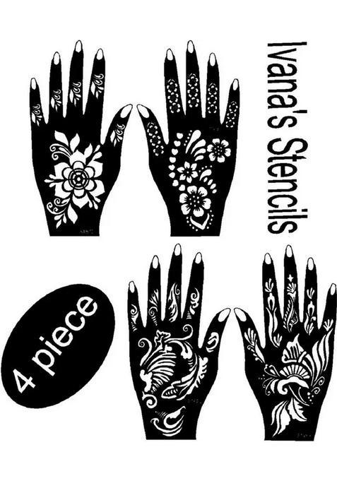 Tattoo Stencil Women Girls Hand Finger Body Paint