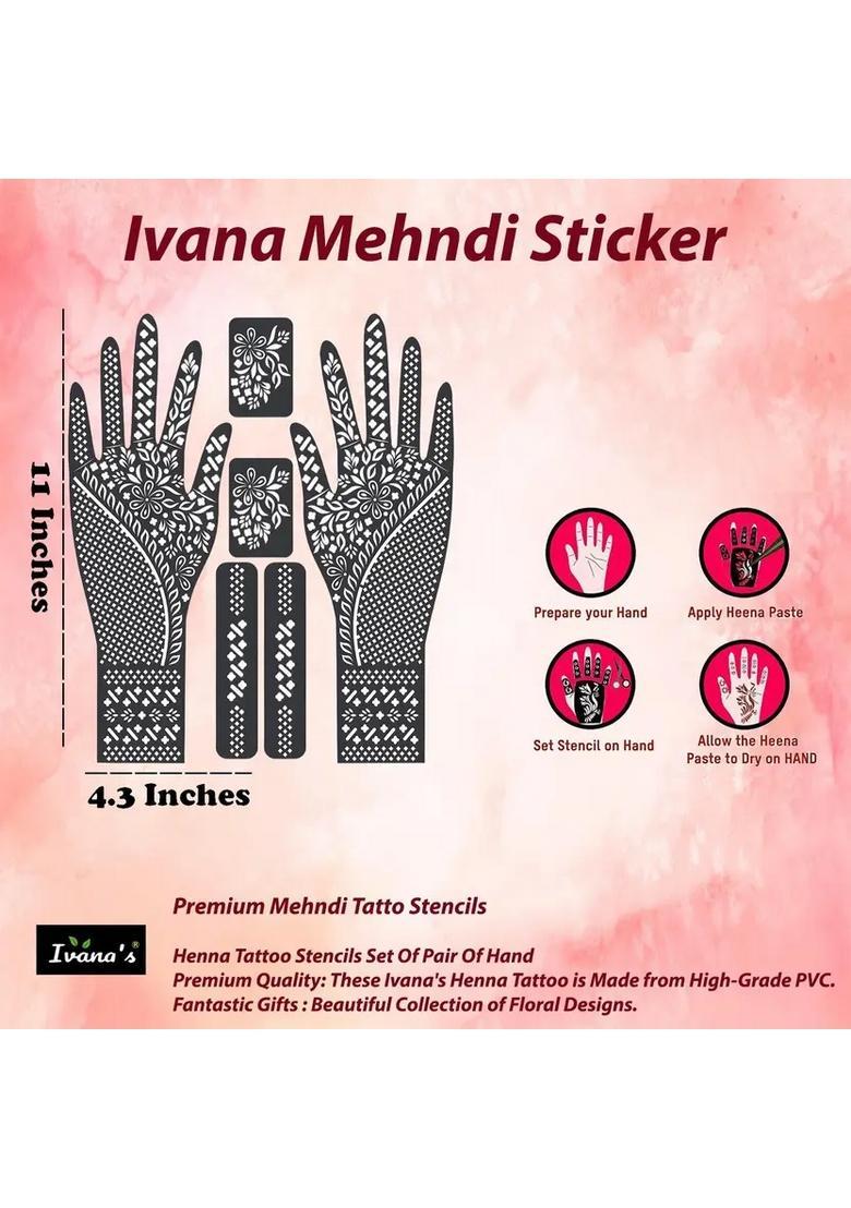 Full Hand Mehndi Sticker Design Full Hand Set Henna Tattoo Stencil For Women - Indya