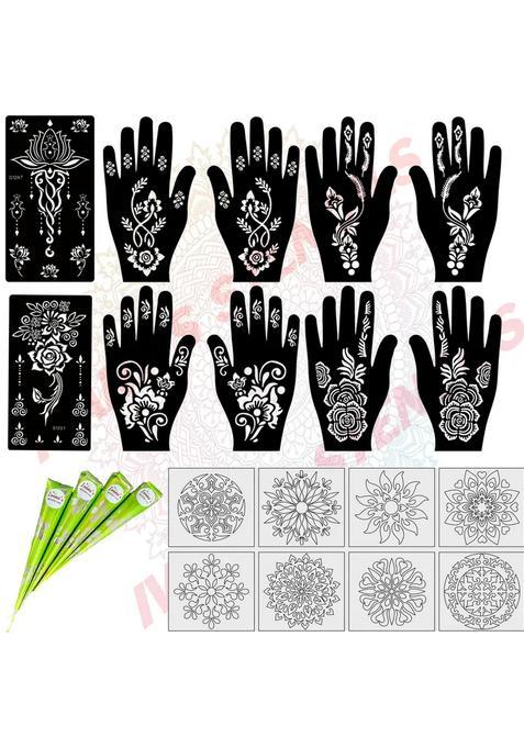 Pack Of 20 Heena Mehandi Tatto Stencils Set For Women, Girls, Teen & Kids