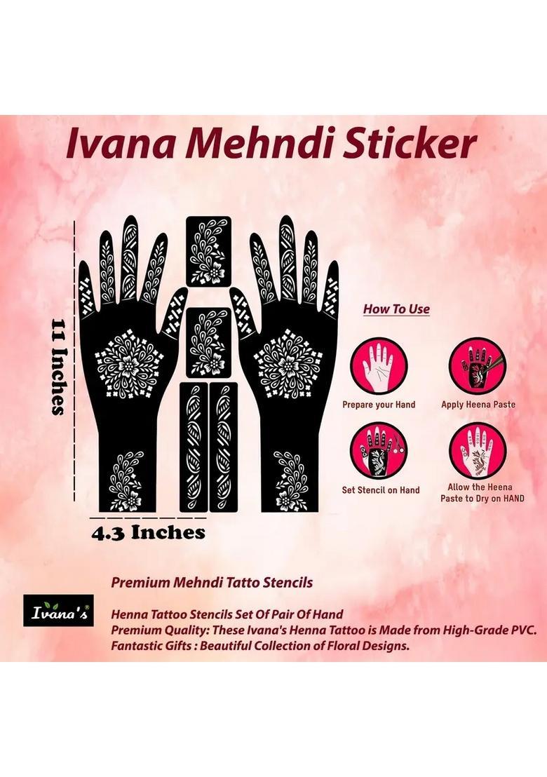 Full Hand Mehndi Sticker Design Full Hand Set Henna Tattoo Stencil For Women - Indya