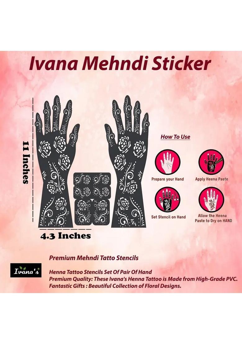 Full Hand Mehndi Sticker Design Full Hand Set Henna Tattoo Stencil For Women - Indya