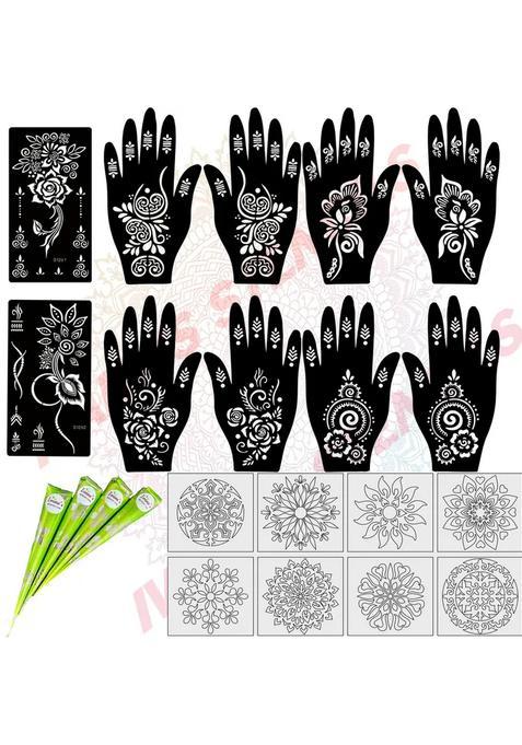 Pack Of 20 Heena Mehandi Tatto Stencils Set For Women, Girls, Teen & Kids