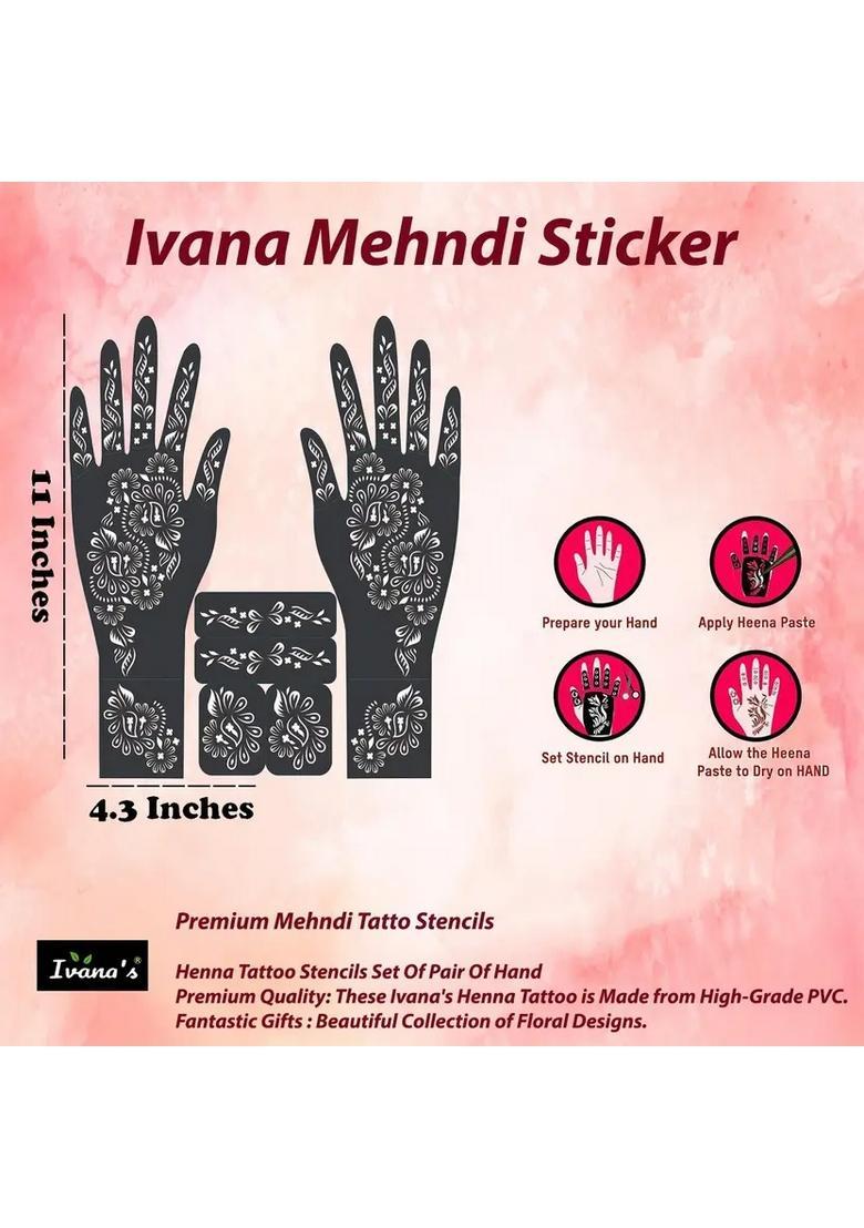 Full Hand Mehndi Sticker Design Full Hand Set Henna Tattoo Stencil For Women - Indya