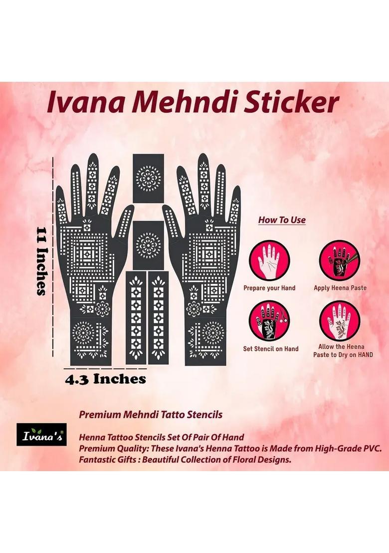 Full Hand Mehndi Sticker Design Full Hand Set Henna Tattoo Stencil For Women - Indya
