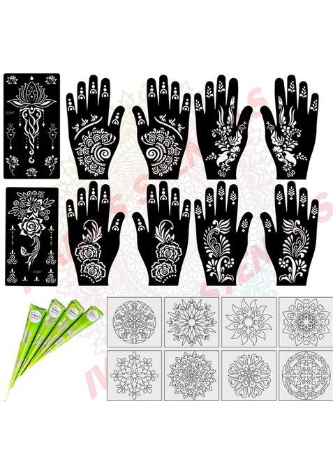 Pack Of 20 Heena Mehandi Tatto Stencils Set For Women, Girls, Teen & Kids
