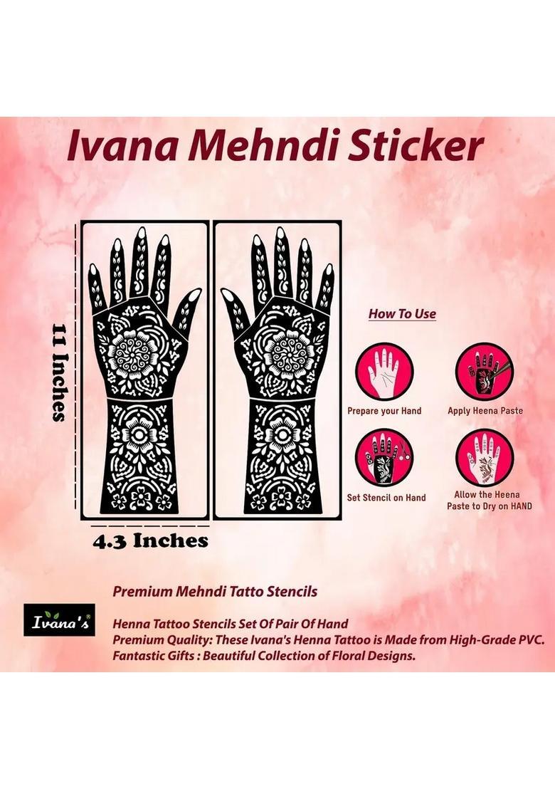 Full Hand Mehndi Sticker Design Full Hand Set Henna Tattoo Stencil For Women - Indya