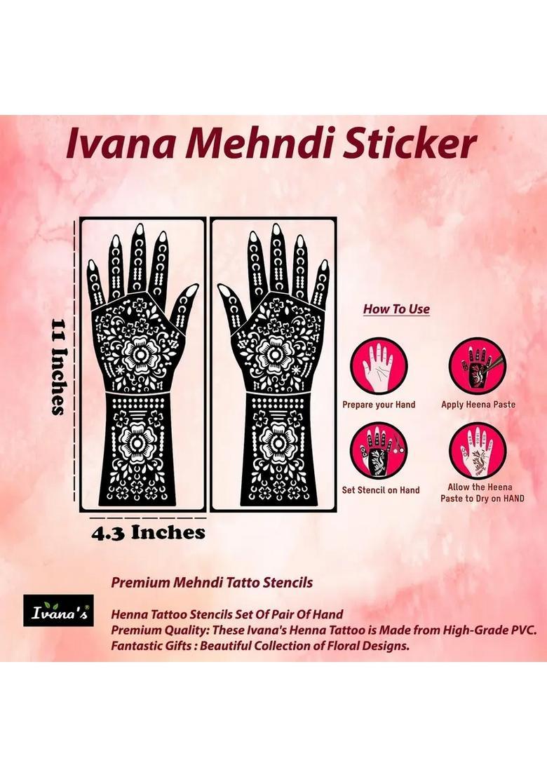 Full Hand Mehndi Sticker Design Full Hand Set Henna Tattoo Stencil For Women - Indya