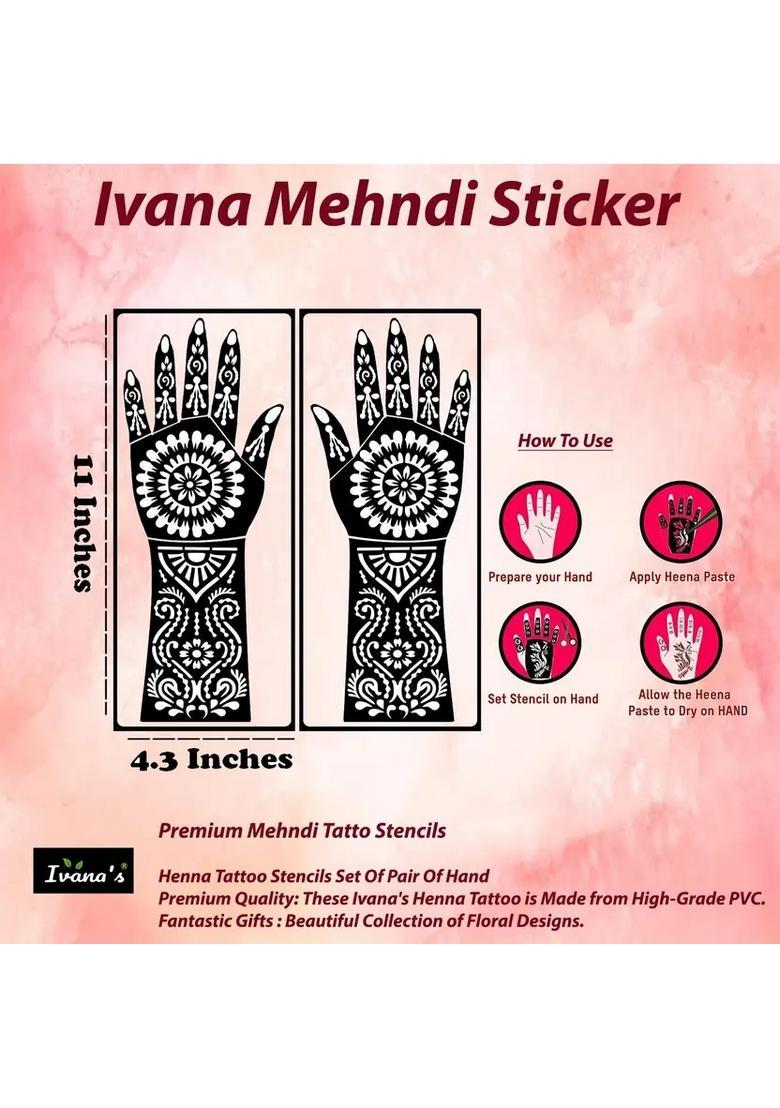 Full Hand Mehndi Sticker Design Full Hand Set Henna Tattoo Stencil For Women - Indya