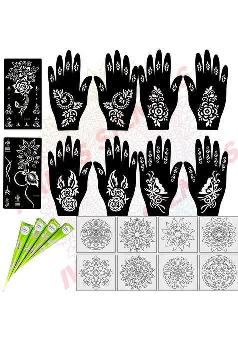 Pack Of 20 Heena Mehandi Tatto Stencils Set For Women, Girls, Teen & Kids