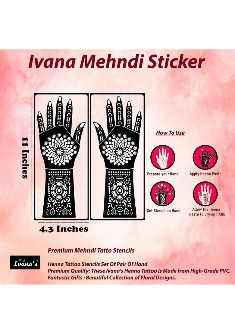 Full Hand Mehndi Sticker Design Full Hand Set Henna Tattoo Stencil For Women - Indya