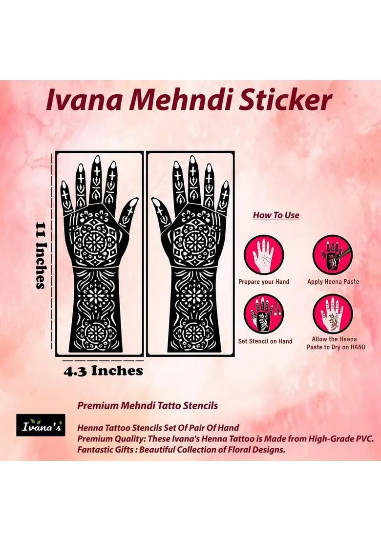 Full Hand Mehndi Sticker Design Full Hand Set Henna Tattoo Stencil For Women - Indya