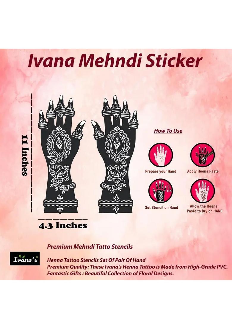 Full Hand Mehndi Sticker Design Full Hand Set Henna Tattoo Stencil For Women - Indya