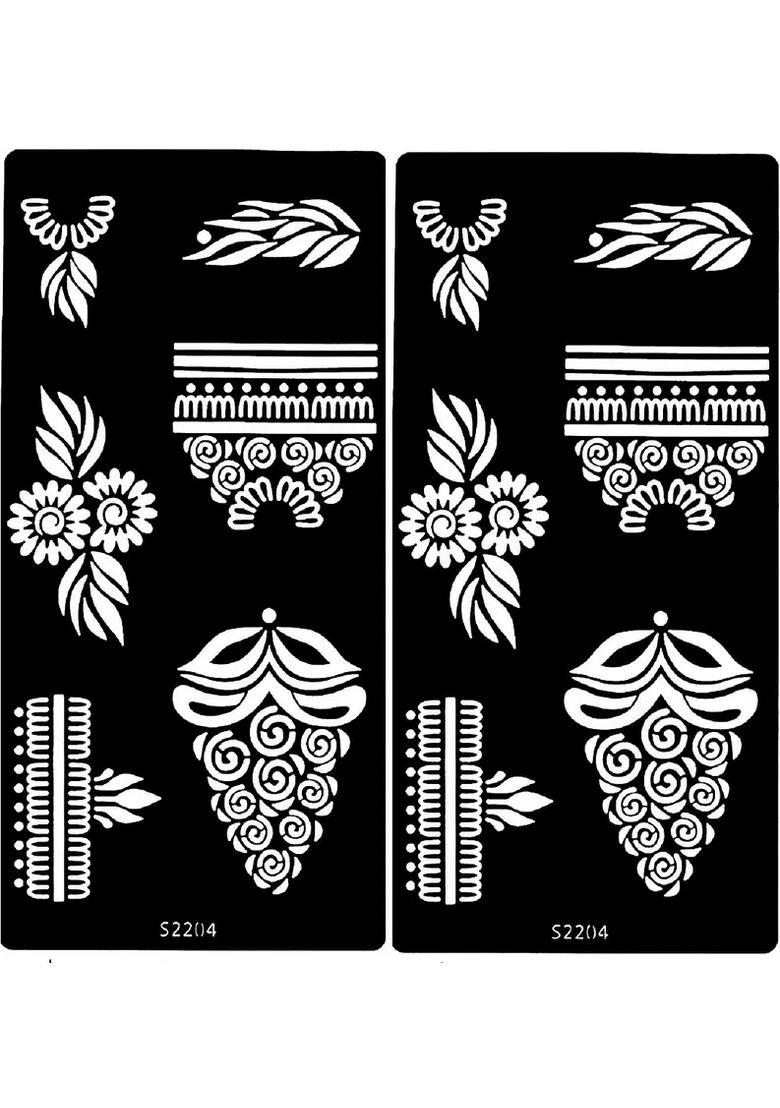 Henna Tattoo Stencil (Set For 2) Tattoo (Hands (Design-56) - Indya