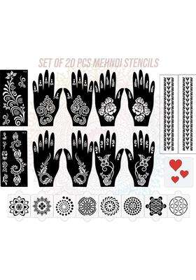 Pack Of 20 Heena Mehandi Tatto Stencils Set For Women, Girls, Teen & Kids