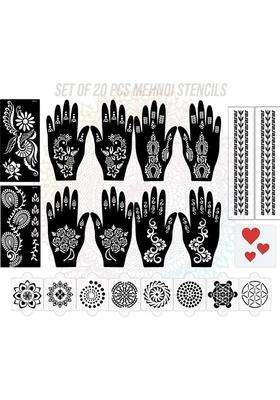 Pack Of 20 Heena Mehandi Tatto Stencils Set For Women, Girls, Teen & Kids