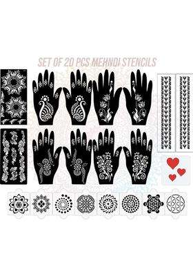 Pack Of 20 Heena Mehandi Tatto Stencils Set For Women, Girls, Teen & Kids