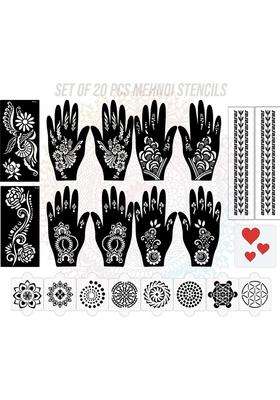 Pack Of 20 Heena Mehandi Tatto Stencils Set For Women, Girls, Teen & Kids