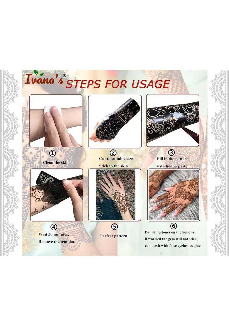 Pack Of 20 Heena Mehandi Tatto Stencils Set For Women, Girls, Teen & Kids - Indya