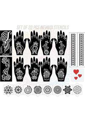 Pack Of 20 Heena Mehandi Tatto Stencils Set For Women, Girls, Teen & Kids