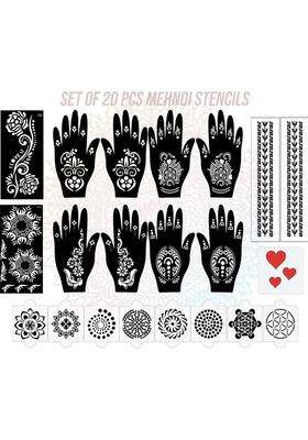 Pack Of 20 Heena Mehandi Tatto Stencils Set For Women, Girls, Teen & Kids