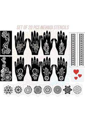 Pack Of 20 Heena Mehandi Tatto Stencils Set For Women, Girls, Teen & Kids