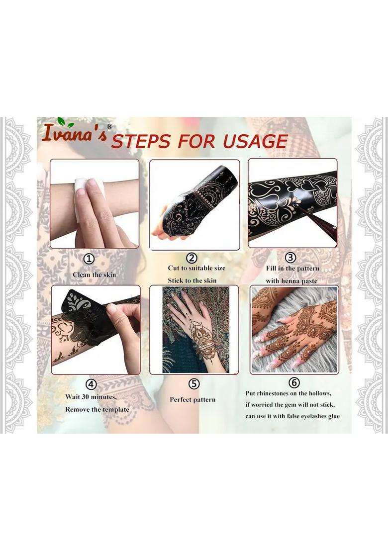 Pack Of 20 Heena Mehandi Tatto Stencils Set For Women, Girls, Teen & Kids - Indya