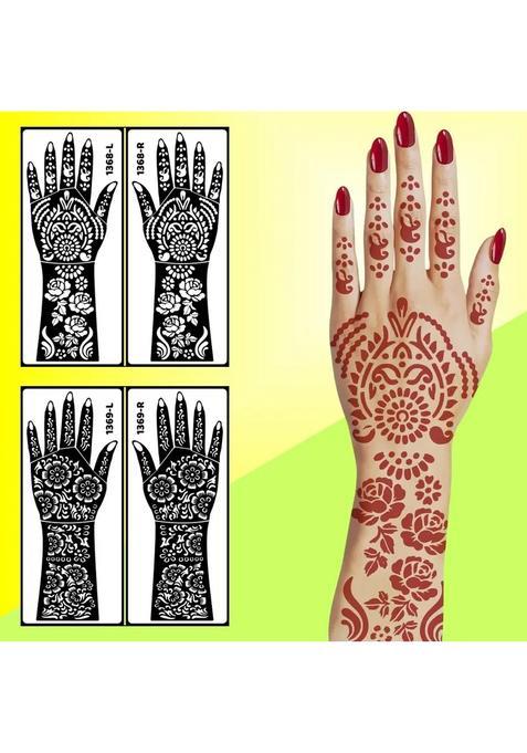 Skin-Friendly Henna Stencil Sticker Trendy Flower Backhand Design