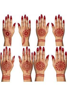 Maha Shivratri Henna Round Mehndi Design Temporary Tattoo Pack 4 Body Art
