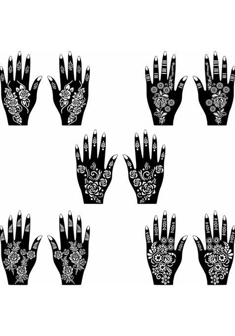 Beautiful Henna Combo Stencil Sticker Pack With Floral Patterns For Back Hand