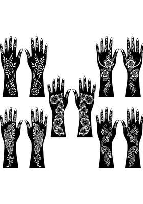 Mixed Design Combo Mehndi Stencil Sticker Pack For Front Hand & Back Hand
