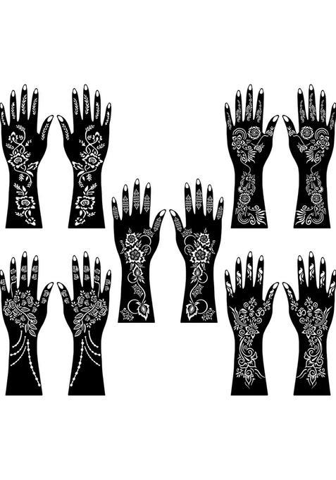 Multi-Design Combo Mehndi Stencil Sticker For Back, Front Hand & Finger Designs