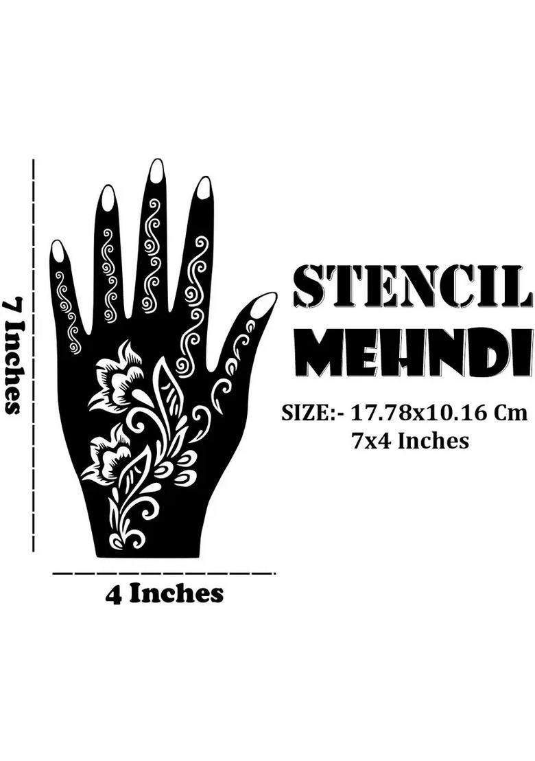 Multi-Pattern Mehndi Stencil Sticker Combo Set With Classic & Modern Henna Style - Indya