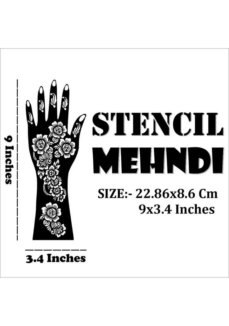 Quick Apply Combo Mehndi Stencil Sticker Set For Hands, Palm & Fingers - Indya