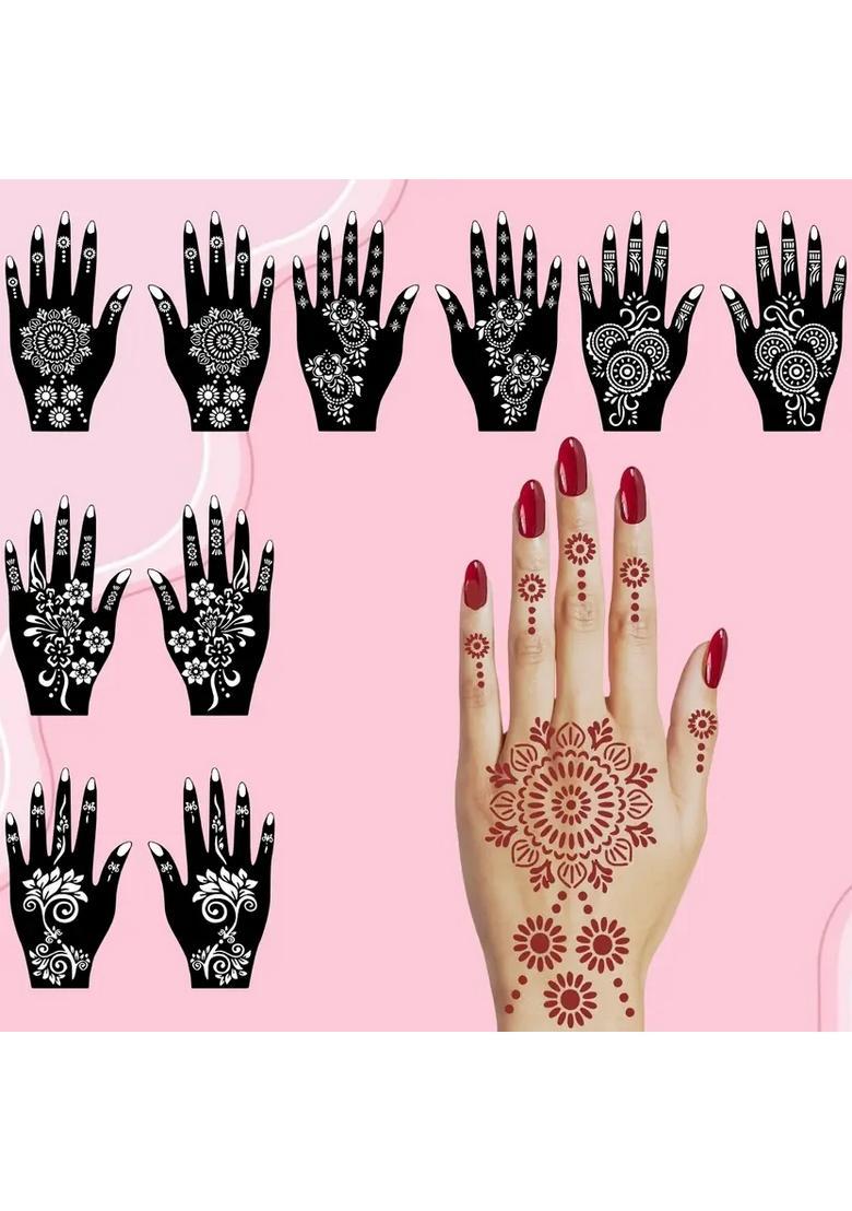 Henna Combo Mehndi Stencil Sticker Set For Smooth & Artistic Hand Designs - Indya