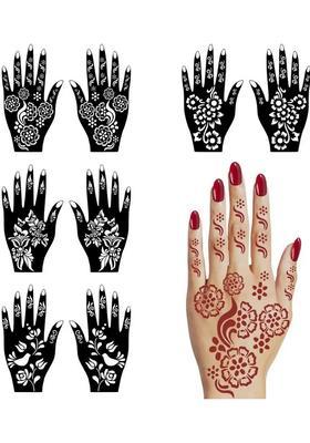 Stylish Combo Mehndi Stencil Sticker With Beautiful Flowers Henna