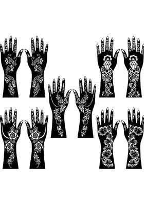 Combo Mehndi Stencil Sticker Set With Floral Design For Both Hand
