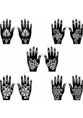 Simple & Stylish Mehndi Stencil Combo Stickers For Hand & Finger Art
