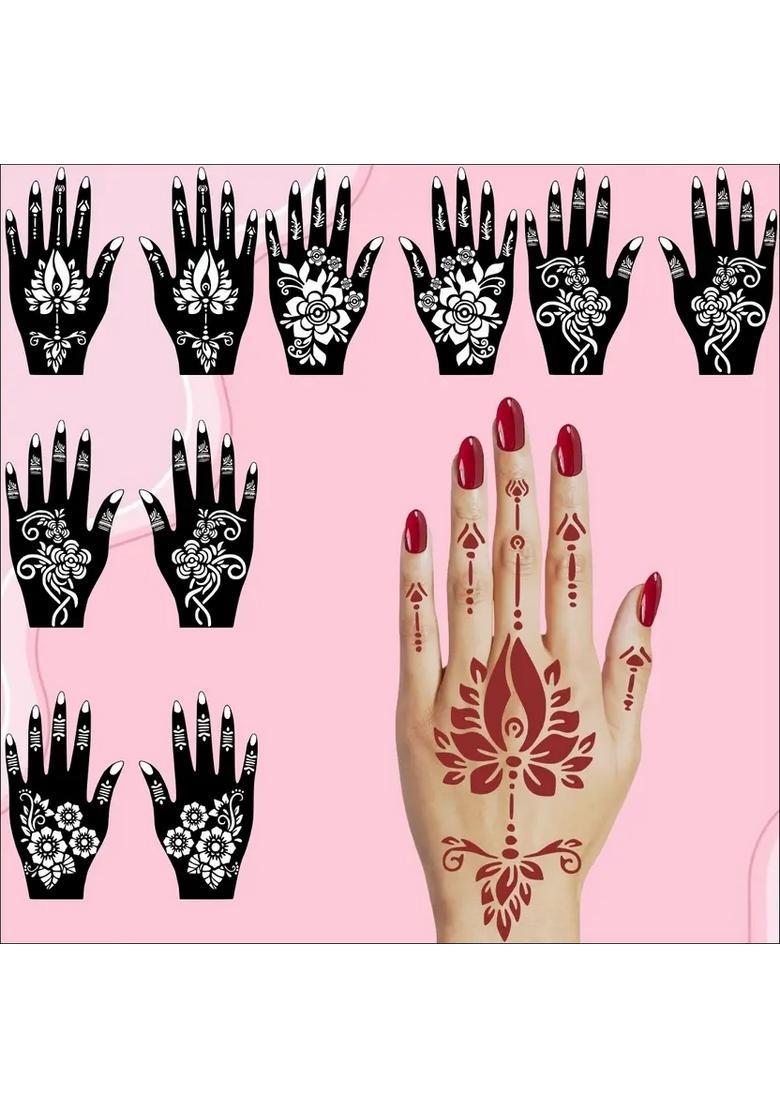 Simple & Stylish Mehndi Stencil Combo Stickers For Hand & Finger Art - Indya