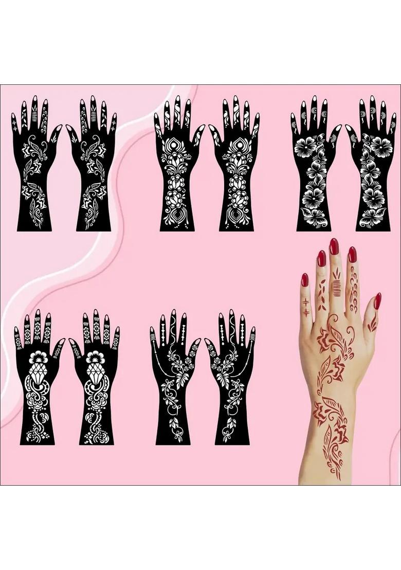 Combo Mehndi Stencil Sticker With Multiple Designs For Beautiful Hands - Indya