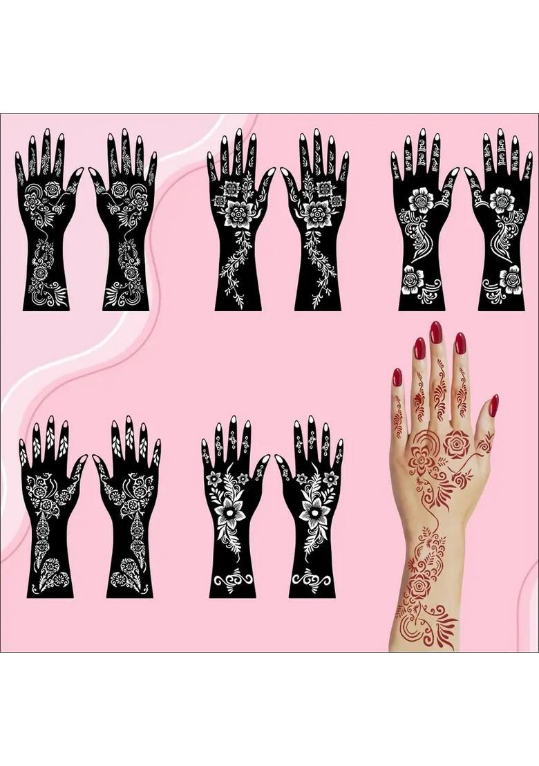Quick-Apply Combo Mehndi Sticker Set For Hands, Palms, & Fingers - Indya