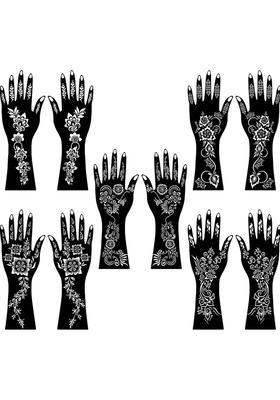 Full Design Combo Mehndi Stencil Sticker Kit With Wrist, Palm, & Finger