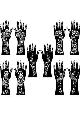 Full Hand Combo Mehndi Stencil Stickers For Palm, Fingers, Wrist, & Back Hand