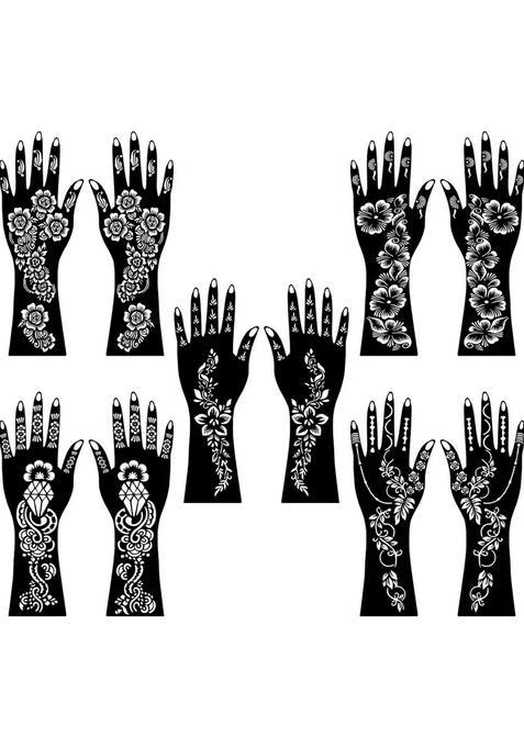 Full Hand Combo Mehndi Stencil Stickers For Palm, Fingers, Wrist, & Back Hand